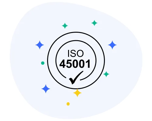 ISO 45001-logotyp – internationell standard för arbetsmiljöledningssystem