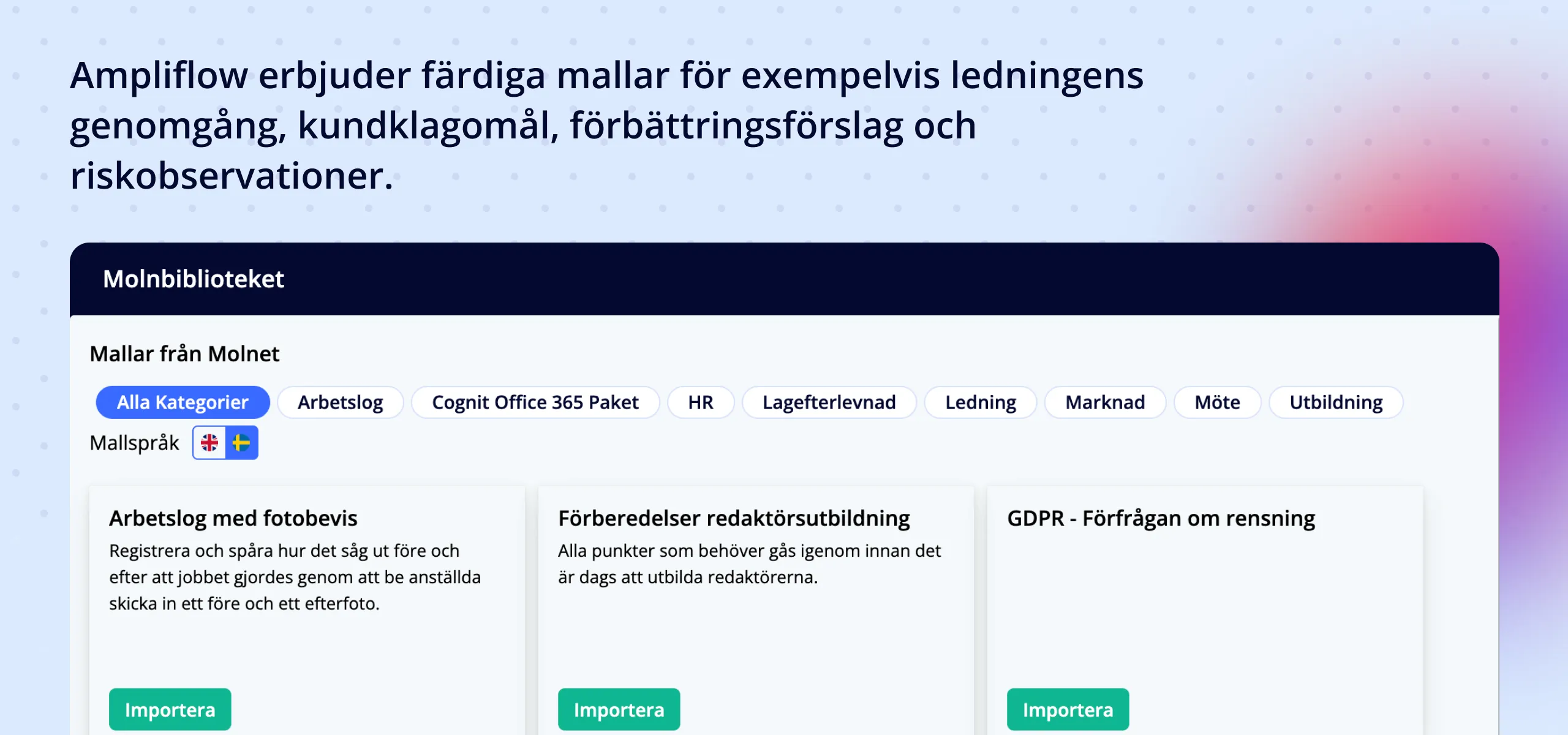 Cloud Templates of Ampliflow 1