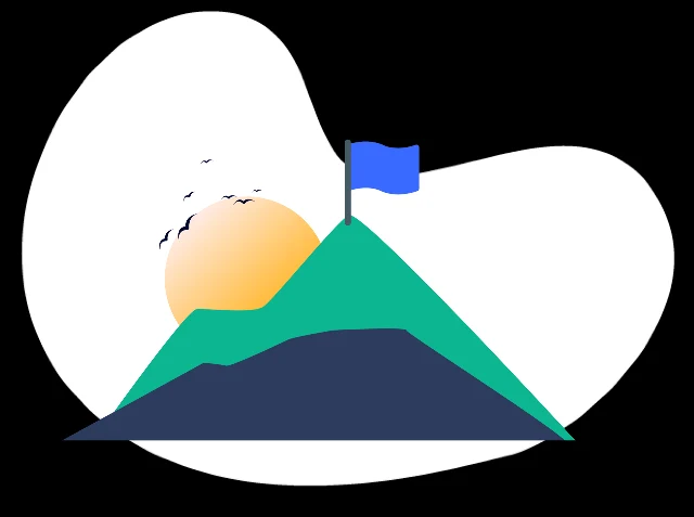 Illustration av ett berg med en flagga på toppen.